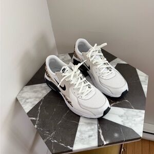 Nike Women’s White & Black Athletic Sneakers with Leopard Accent Air Max Excee